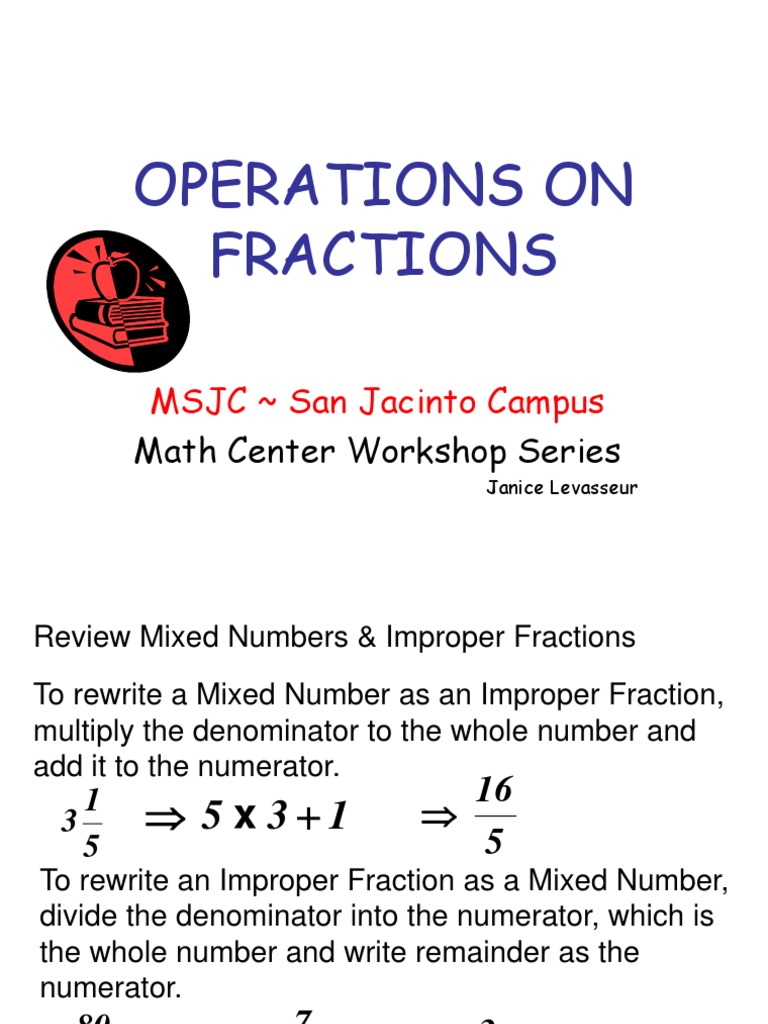 Operations on Fractions Workshop Guide | PDF | Fraction (Mathematics ...