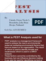 Pest Analysis: By: Cañada, Gwyne Nicole L. Remolador, John Brian Derojo, Nathaniel GR & Sec: AT3 HUMSS 2