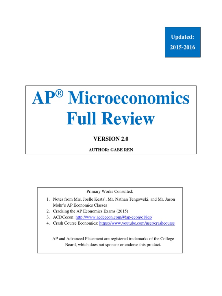 AP Microeconomics Full Review: Updated: 2015-2016 | PDF | Supply And ...