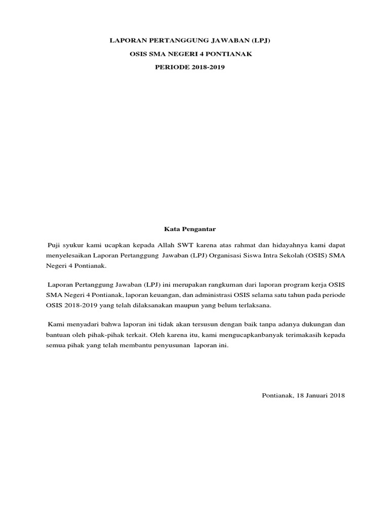 Laporan Pertanggung Jawaban Tahunan