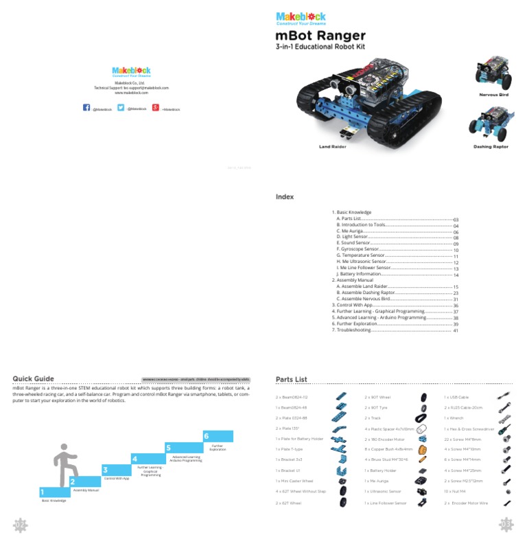 MBot-Ranger Instruction Book | PDF | Sensor | Electrical Connector