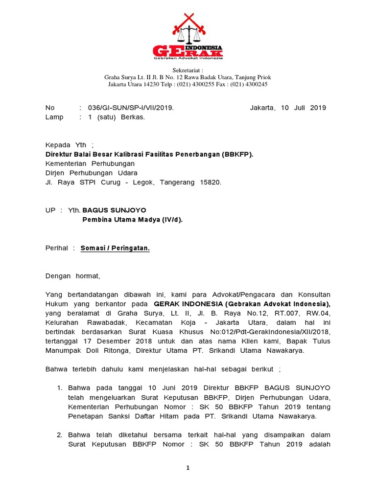 Contoh Surat Somasi Nusagates