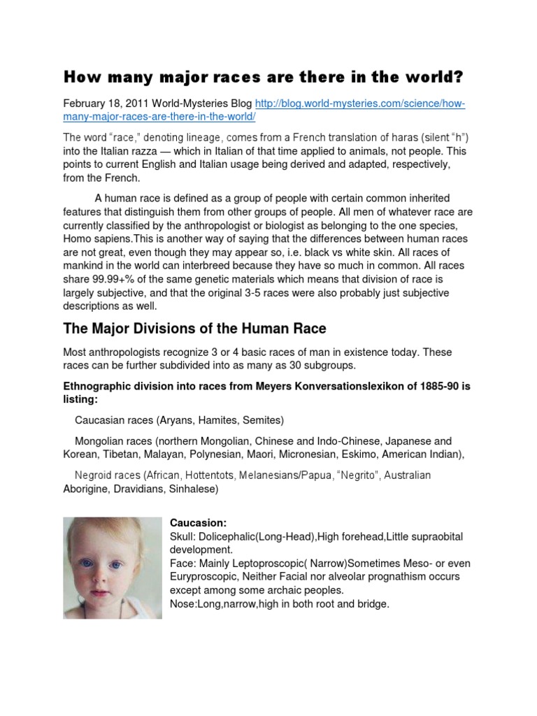 How Many Major Races Are There in The World | PDF | Race (Human ...
