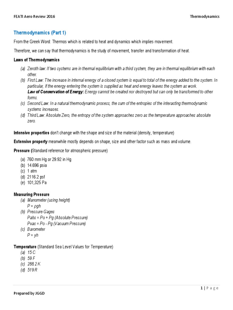 Thermodynamics Study Guide Overview | PDF | Heat | Thermodynamics