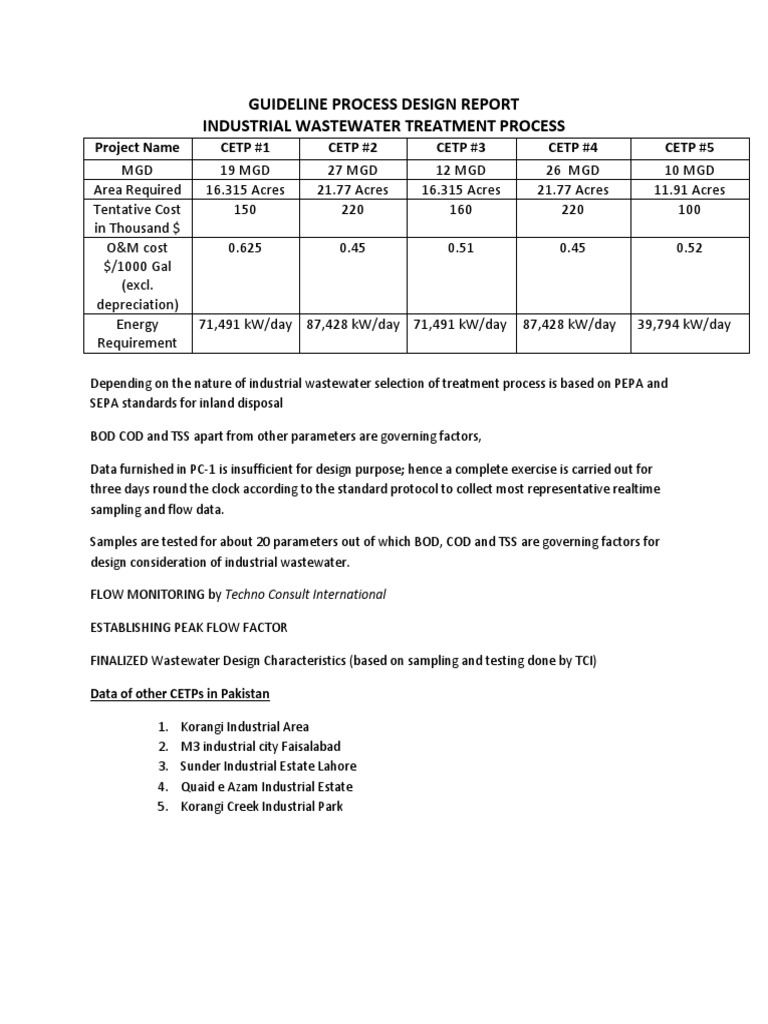 Industrial Wastewater Treatment Design Report | PDF | Sewage Treatment ...