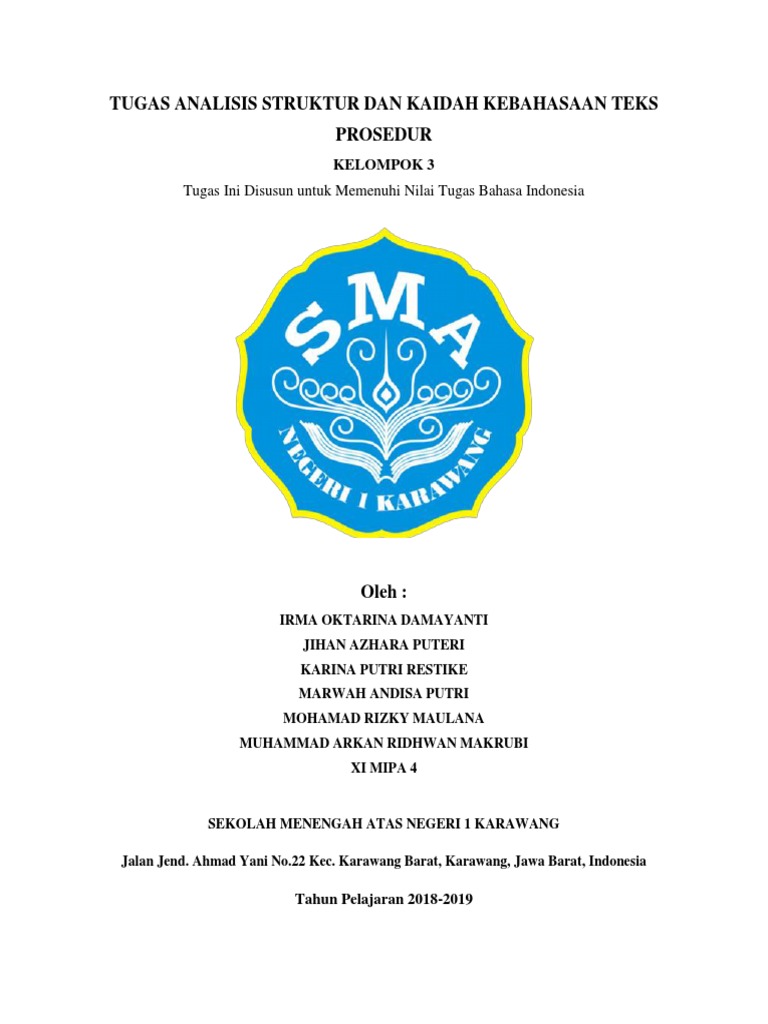 Tugas Analisis Struktur Dan Kaidah Kebahasaan Teks Prosedur