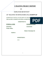 Summer Training Project Report: "Employee Retention" at "Halonix Technologies LTD., Haridwar"