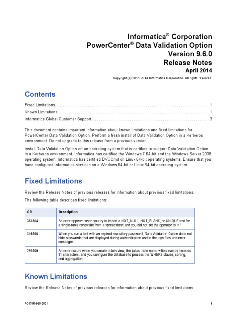 PC 960 DataValidationOption ReleaseNotes en | PDF | Operating System ...