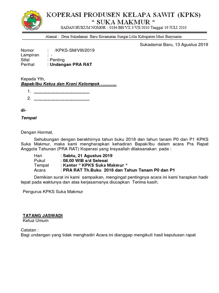 Surat Undangan Pra Rat
