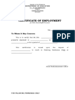 2019 Cerificate of Employment DEPED Personnel