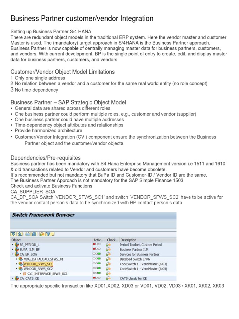 Business Partner Integration for Customers & Vendors | PDF | Sap Se ...
