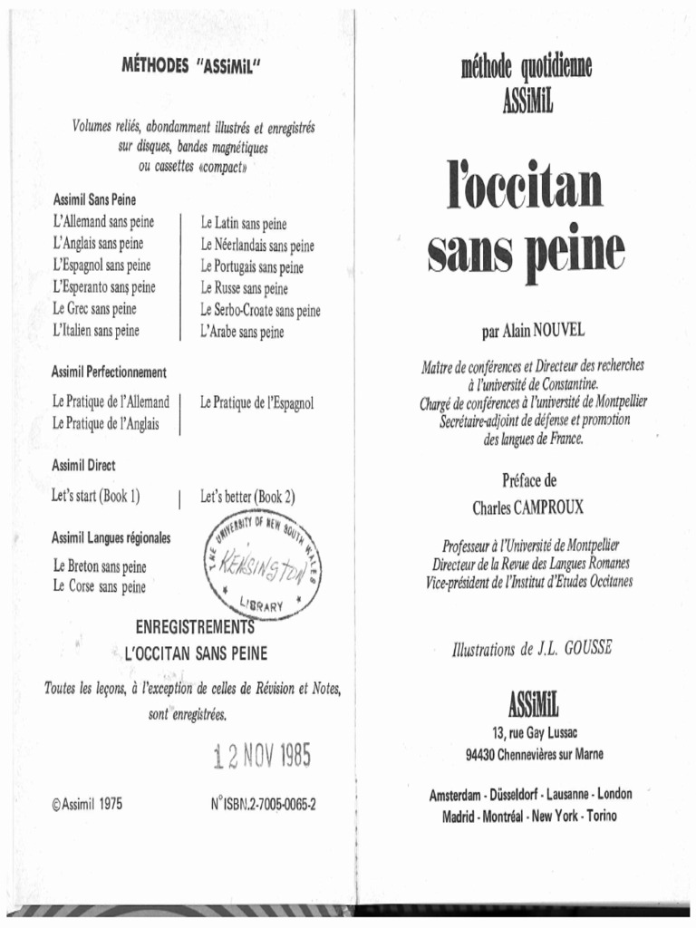 セール中【極希少！】L'occitan sans peine(オック語の学習書) L'occitan Sans Peine PDF | PDF