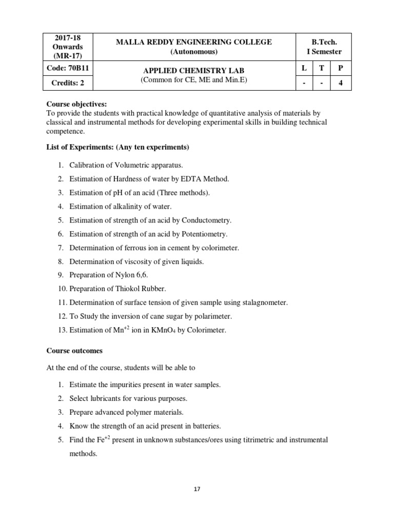 2017-18 Onwards (MR-17) Malla Reddy Engineering College (Autonomous) B ...