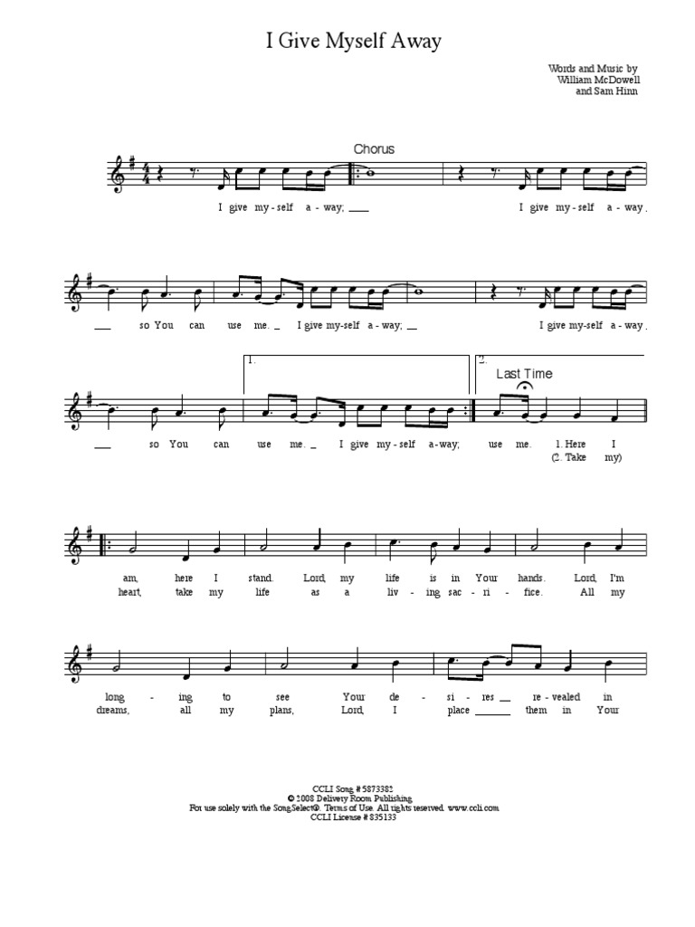 I Give Myself Away Chorus