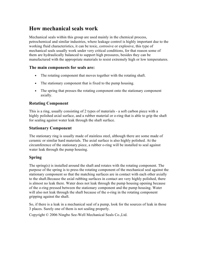 How Mechanical Seals Work PDF Leak Pump
