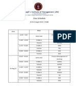 St. Joseph's Institute of Management (JIM) : Class Schedule