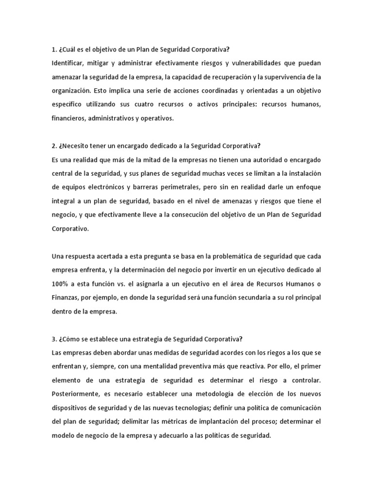 Plan de Seguridad Corporativa Efectivo | PDF | La seguridad informática ...
