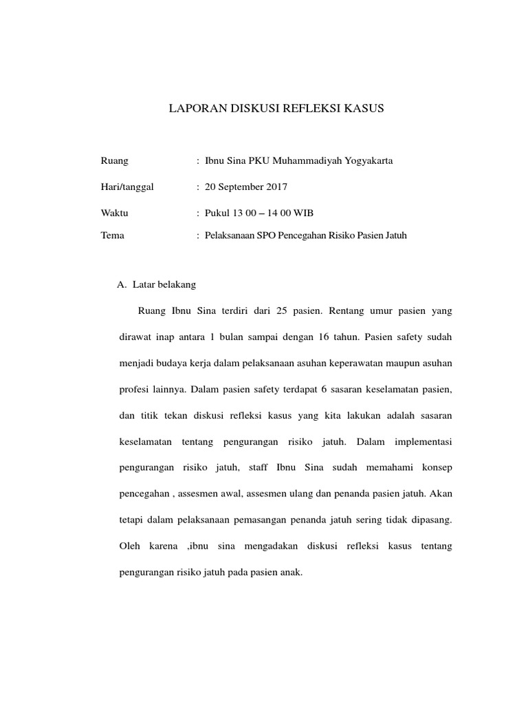 Contoh Laporan Diskusi Refleksi Kasus Docx