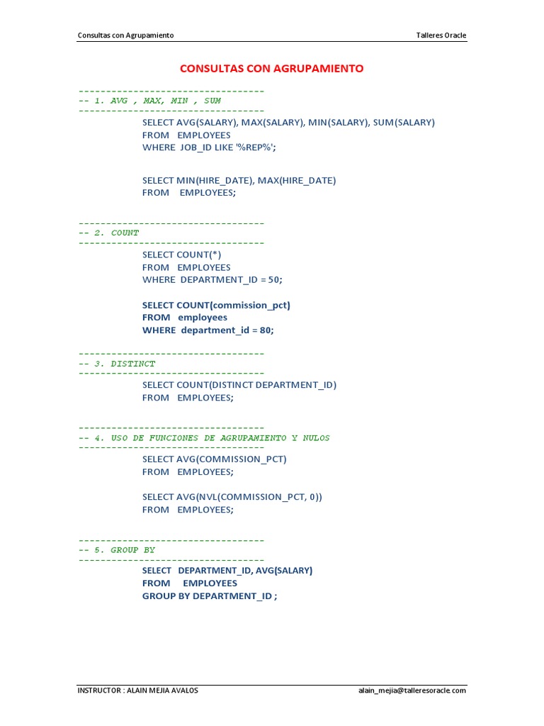 Grouping Queries in Oracle SQL | PDF | Employment Compensation | Expense
