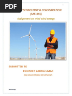 Energy Technology & Conservation (MT-365) : Assignment On Wind Wind Energy