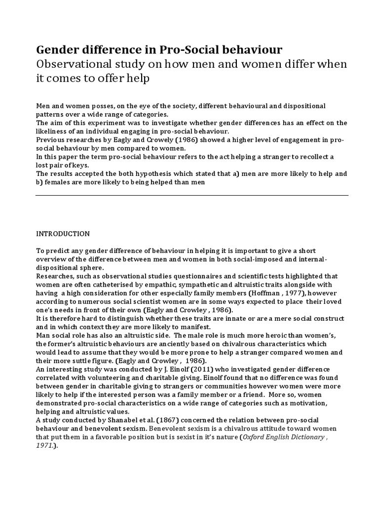 1gender Difference in Pro | PDF | Gender | Gender Studies
