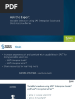 Variable Selection in SAS Enterprise Guide and SAS Enterprise Miner - Ask the Expert - May 11 2017