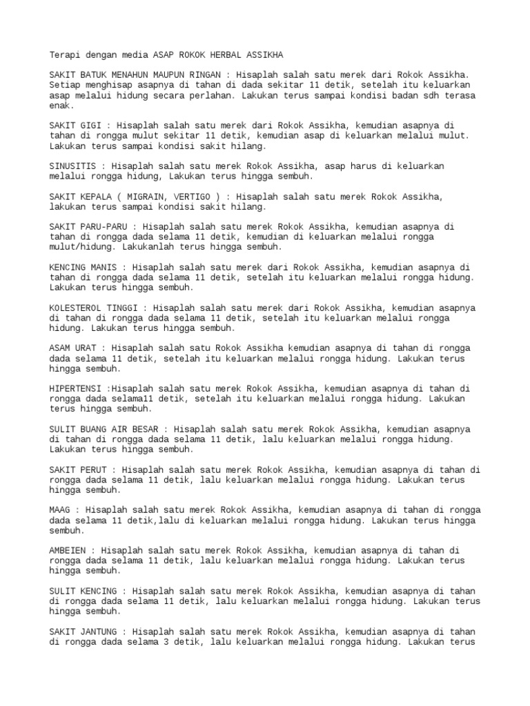 Terapi Penyakit dengan Rokok Assikha | PDF | Kajian Bahasa Asing ...