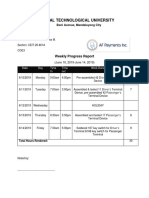 Rizal Technological University: Weekly Progress Report