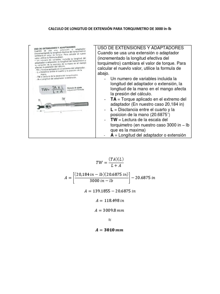 Cálculo de Extensión para Torquímetro | PDF | Ciencia y matemáticas
