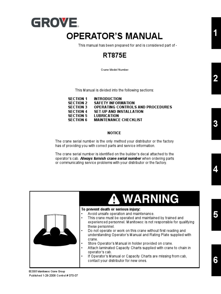 Manual de Operacion Rt875e | PDF | Crane (Machine) | Transmission ...
