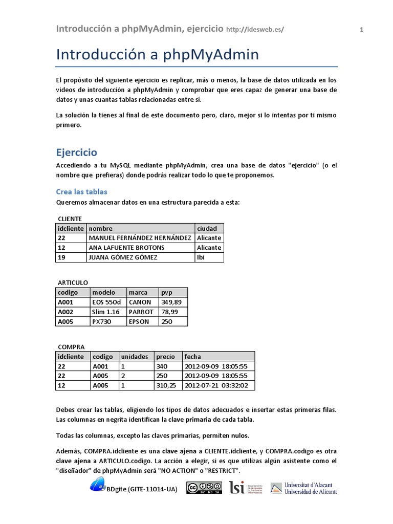 PHP MyAdmin | PDF | SQL | Bases de datos