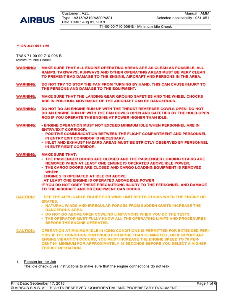 71-00-00-710-006-B - Minimum Idle Check | PDF | Aviation | Aircraft
