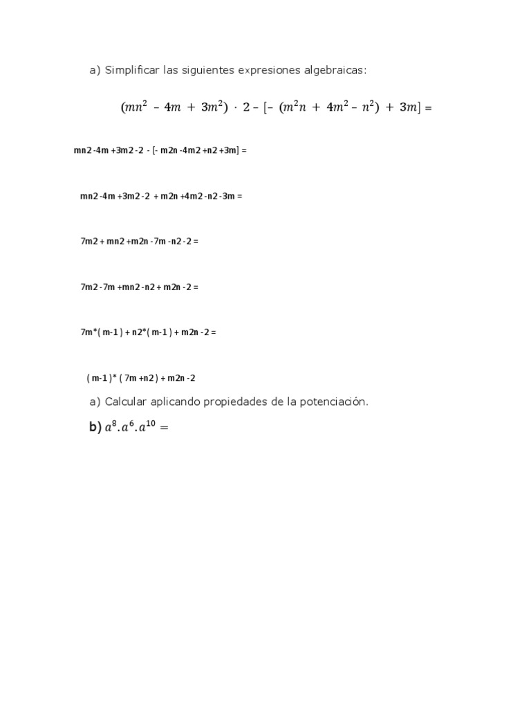 Simplificación de Expresiones Algebraicas | PDF | Álgebra | Enseñanza ...