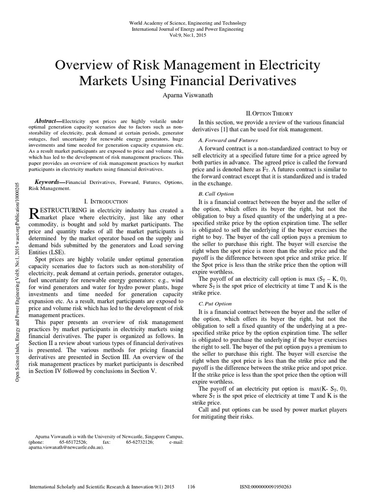 Overview Risk Management | PDF | Option (Finance) | Put Option