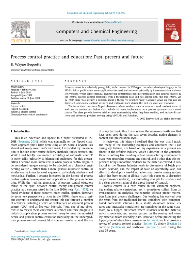 BWB ProcessControlEducation CCE2019 | PDF | Control Theory | Automation