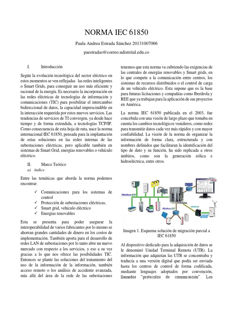 Norma IEC 61850: Comunicación en Subestaciones | PDF | Red inteligente ...
