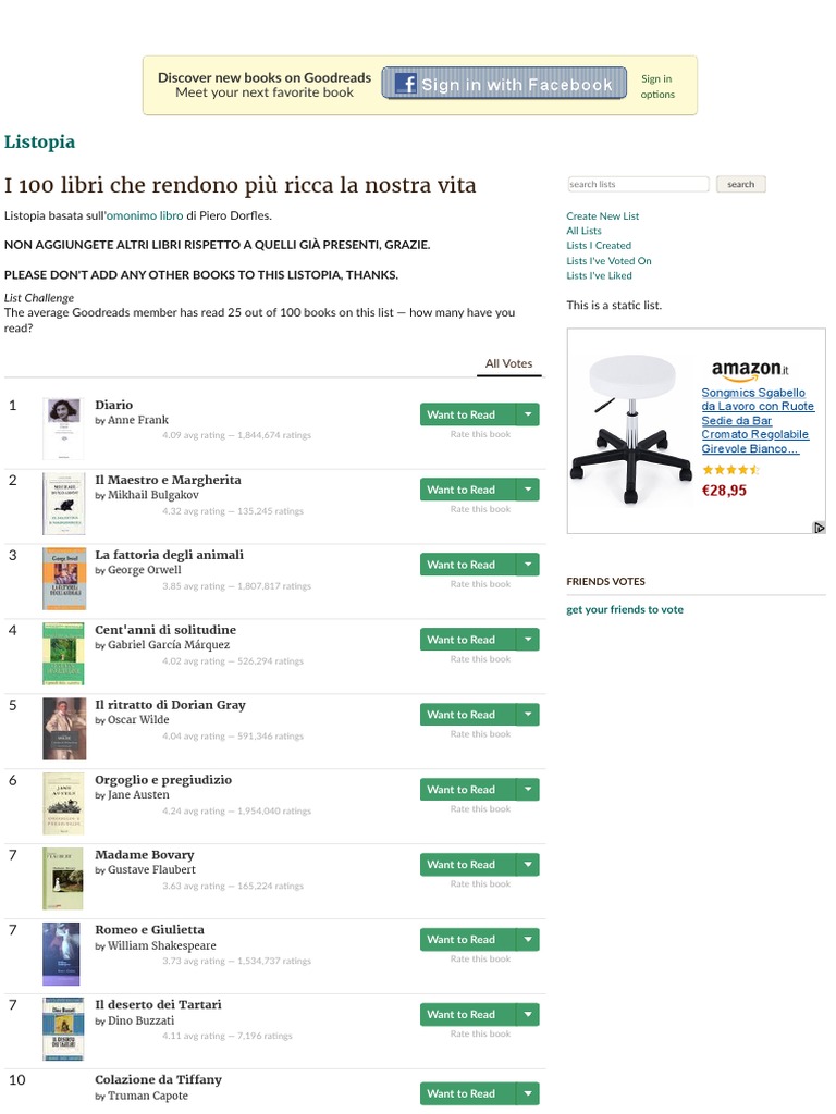 I 100 Libri Che Rendono Più Ricca La Nostra Vita PDF Male Writers Novels