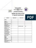 report for types of test