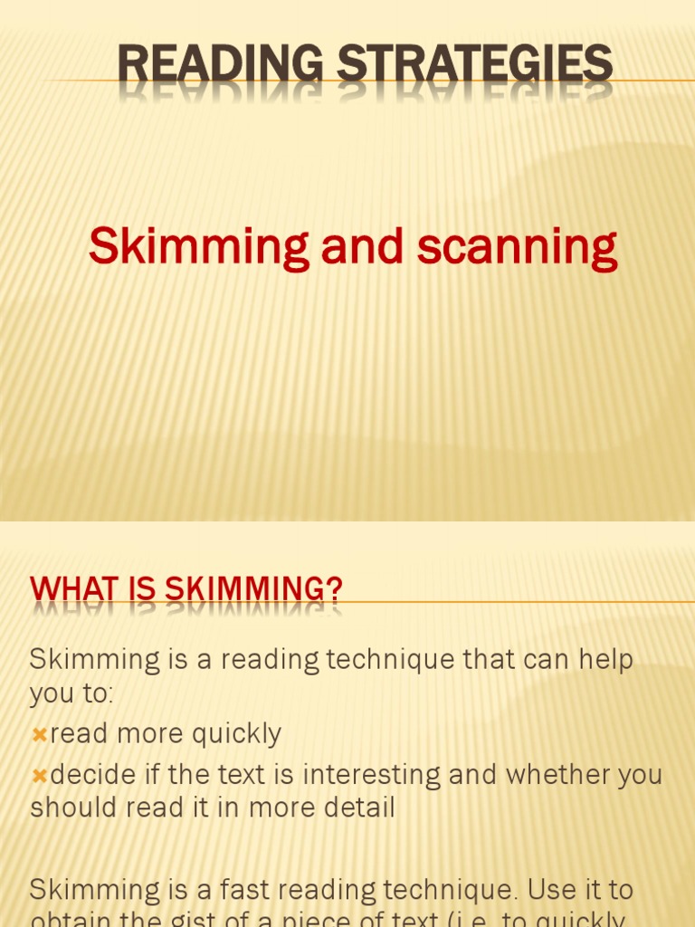 Reading Strategies Skimming and Scanning PDF