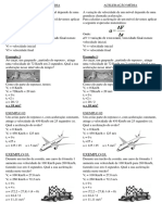 Cálculo da aceleração média com exemplos