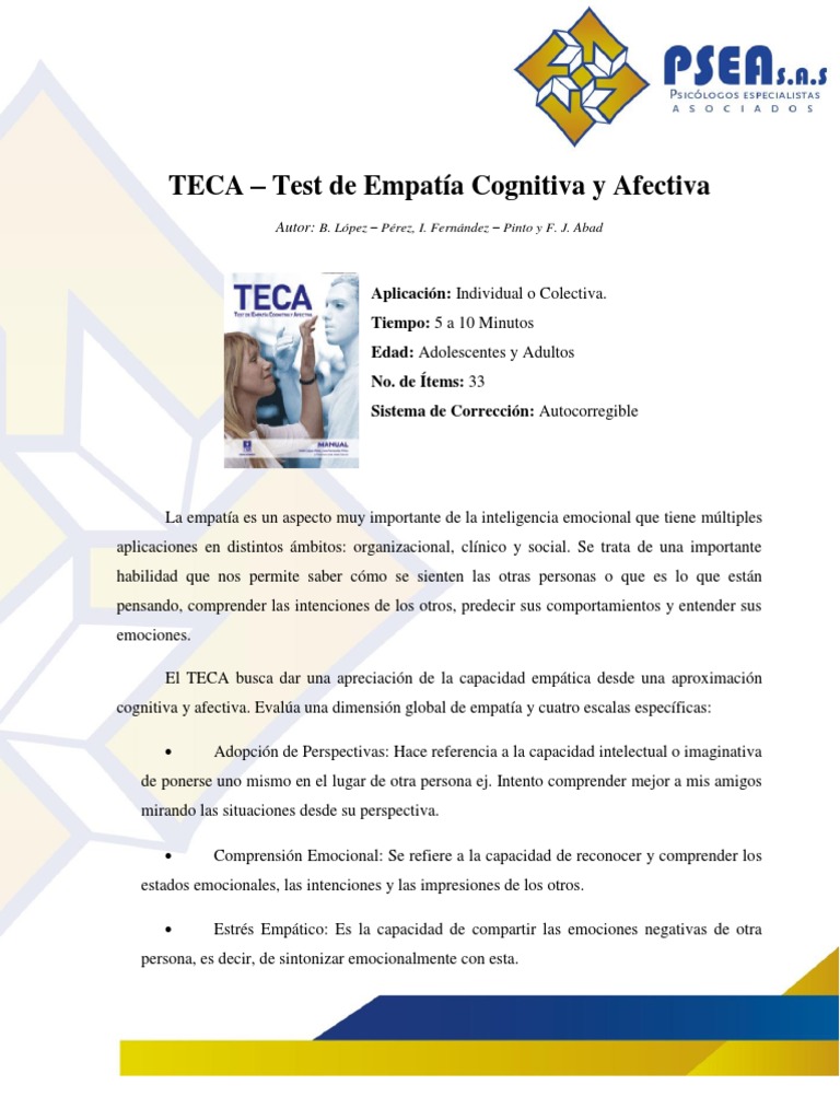 Test TECA de Empatía Cognitiva y Afectiva | PDF
