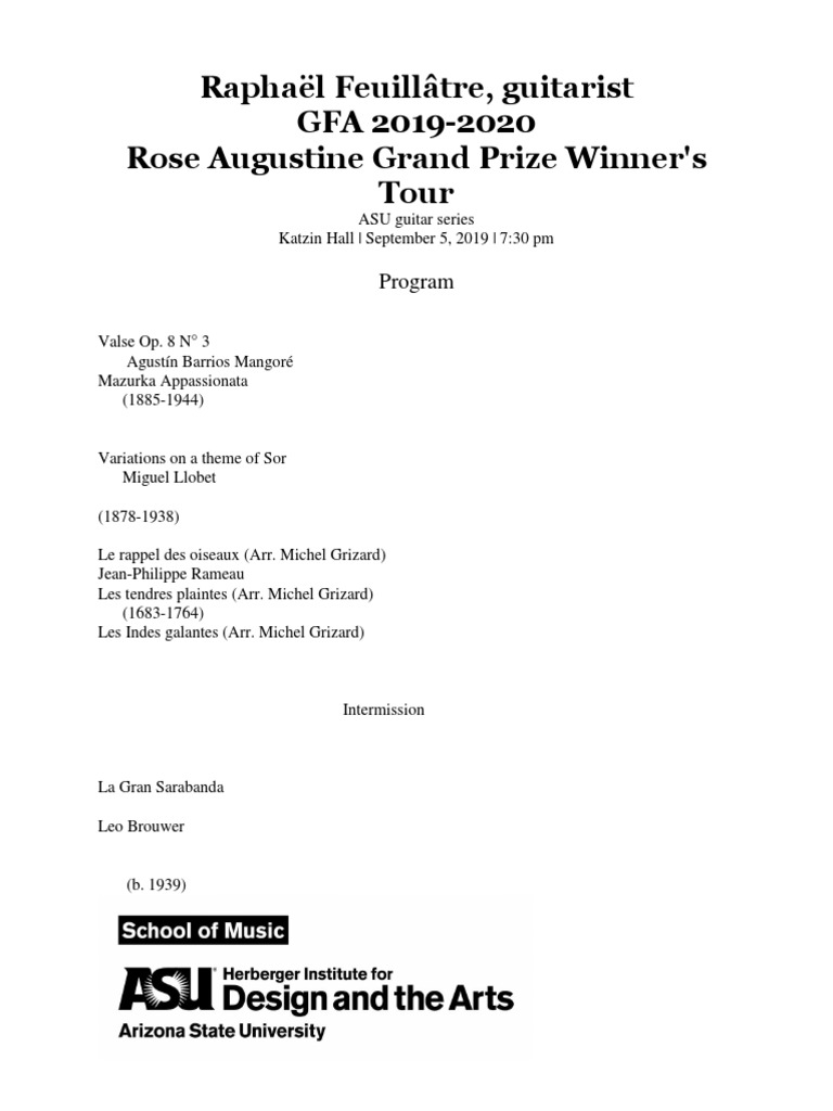Guitar Concert Program Highlights | PDF | Art | Poetry
