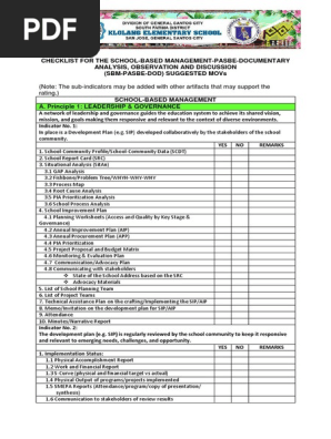 SBM Checklist