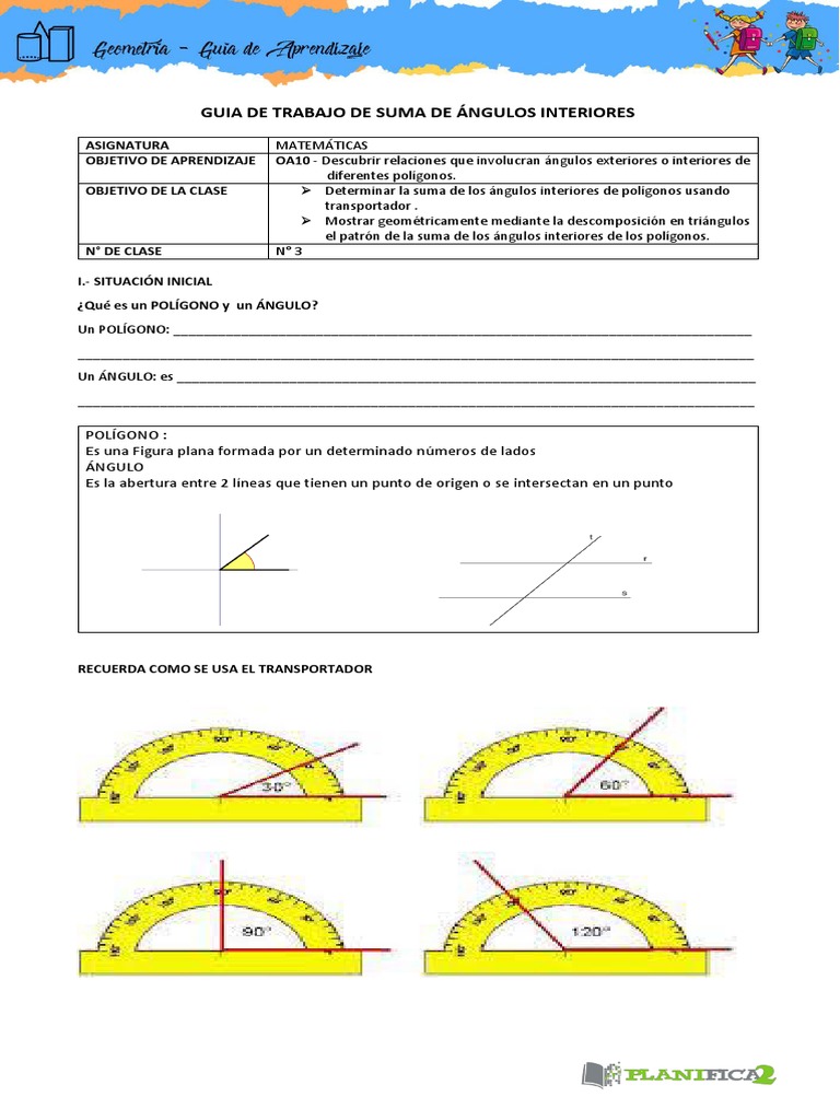 Guia Suma de Angulos Interiores de Poligonos Triángulo