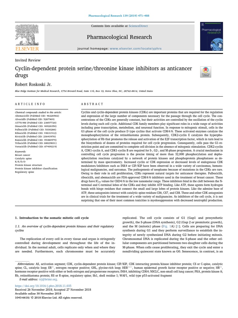 Cyclin Dependent Kinase As Anticancer | PDF | Cell Cycle | Cellular ...