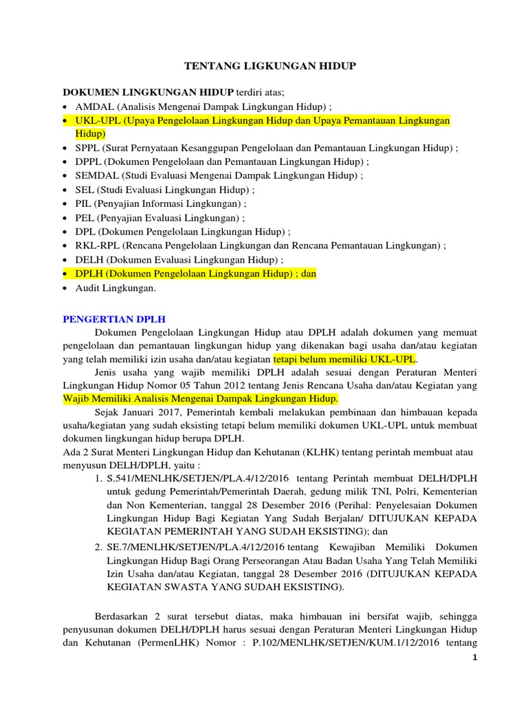 Pengertian dan Kriteria DPLH | PDF