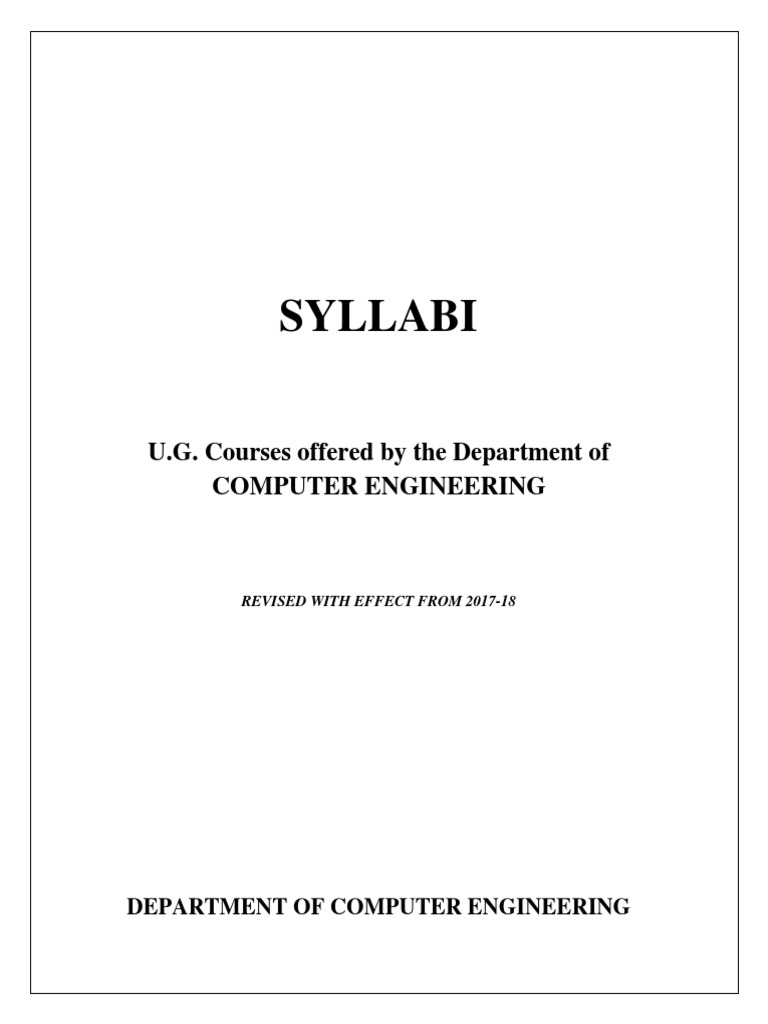Syllabi U.G. Courses Offered by The Department of Computer Engineering