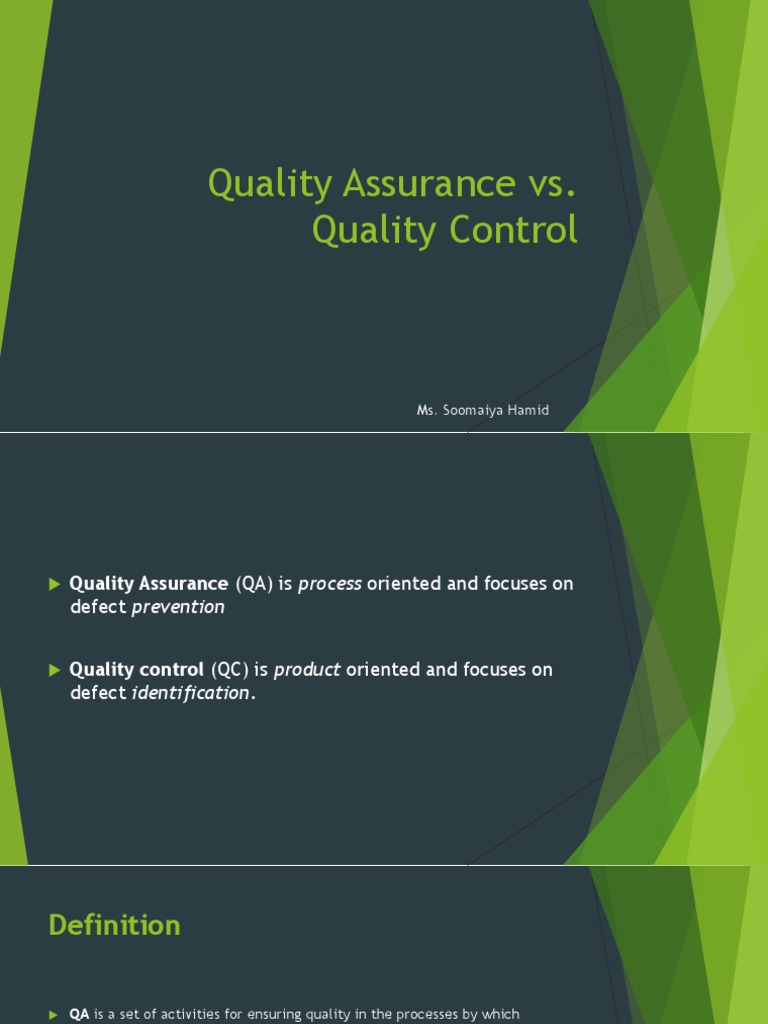 Quality Control Vs Quality Assurance PDF Quality Assurance