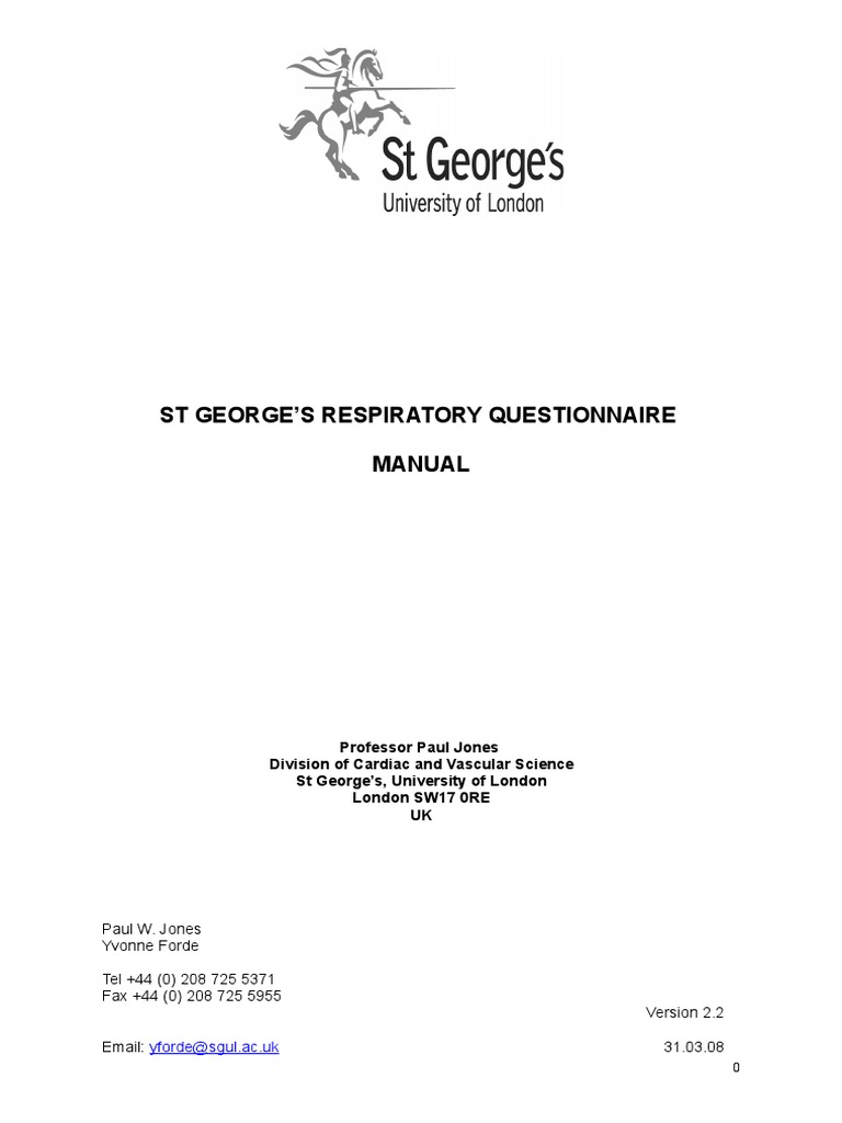 SGRQ Manual for COPD and Asthma | PDF | Spreadsheet | Chronic ...