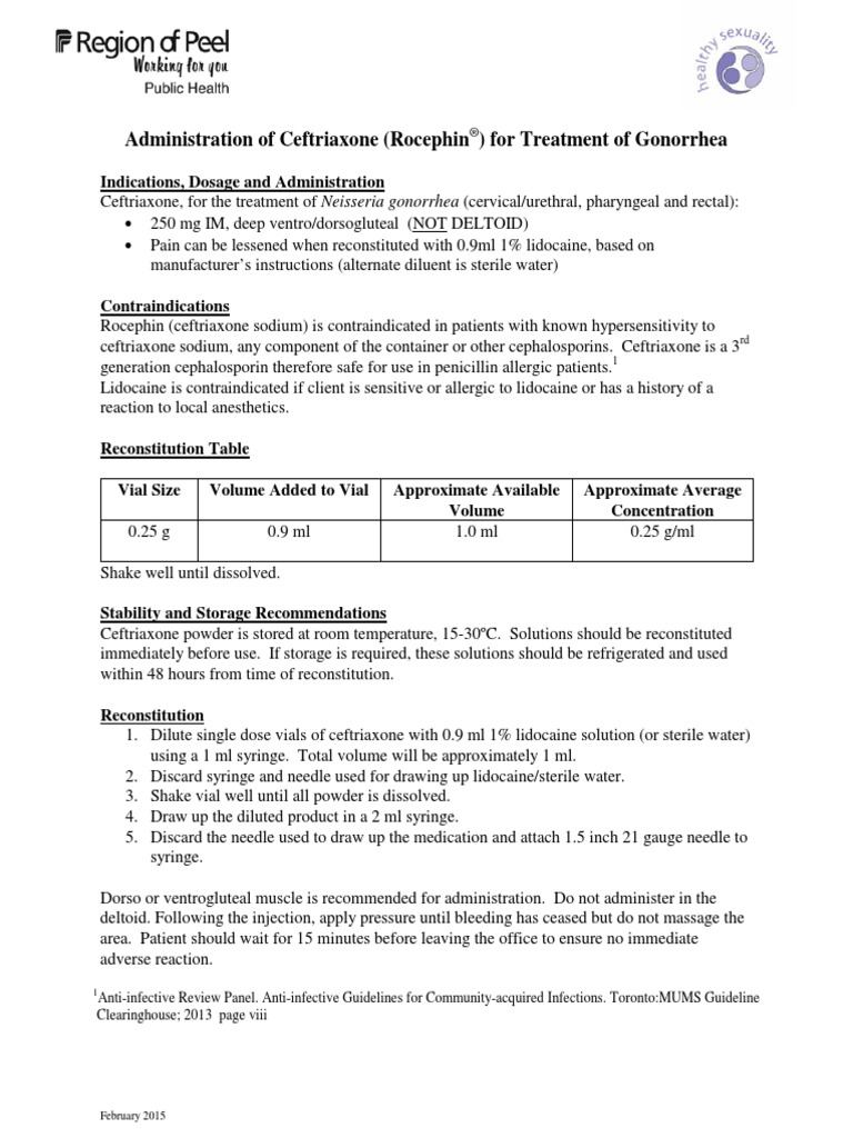 Ceftriaxone Reconstitution PDF Drugs Pharmacology